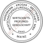 Preview: Wirtschaftsprüfersiegel Colop R45 mit Abdruck Durchmesser 45 mm 2 Textzeilen für die Firmenbezeichnung