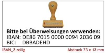 IBAN BIC Holzstempel 3 zeilig